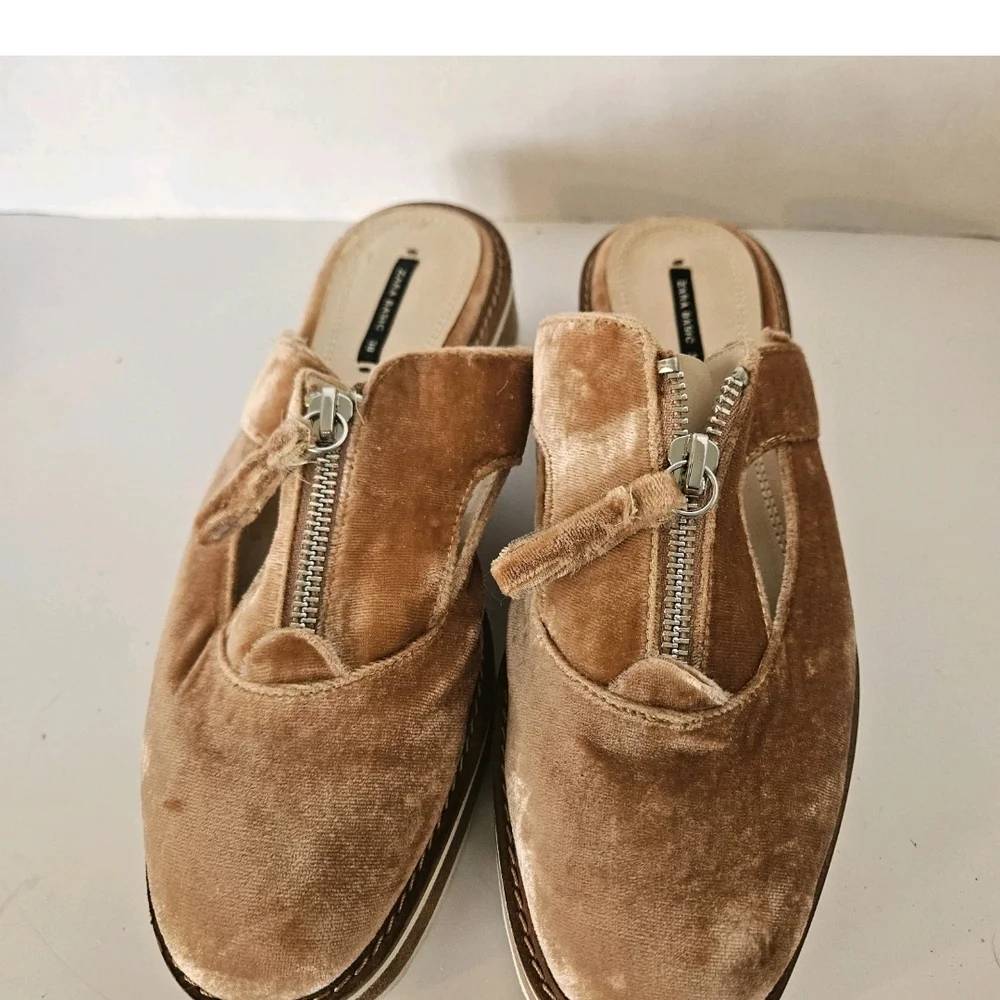 ZARA Womens Pink Velvet Slingback Brogues Shoes EU 38 US 7.5 - Picture 4 of 7